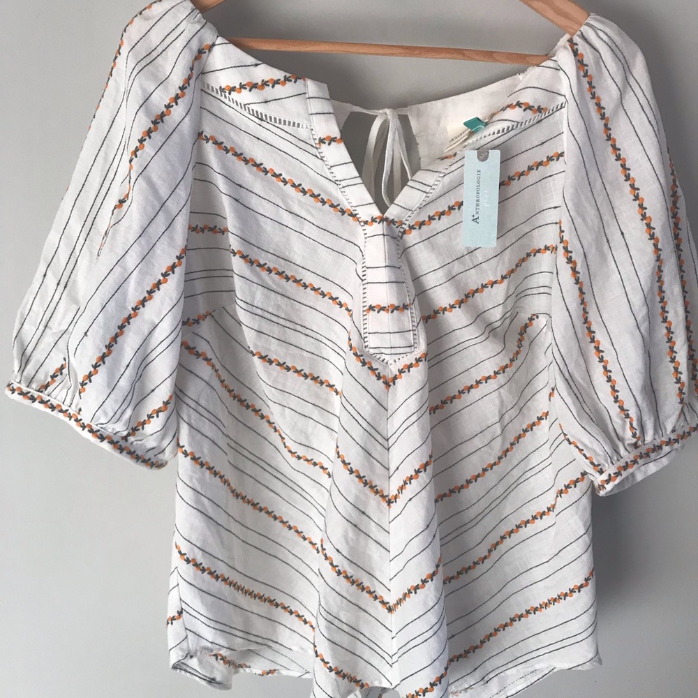 Anthropologie Maeve Fruit Puff Sleeved Top